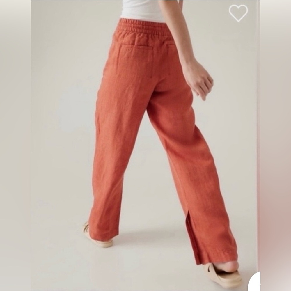 Athleta Retreat 100% Linen High Rise Wide Leg Pant,  Terracotta, Sz Small - Picture 3 of 16